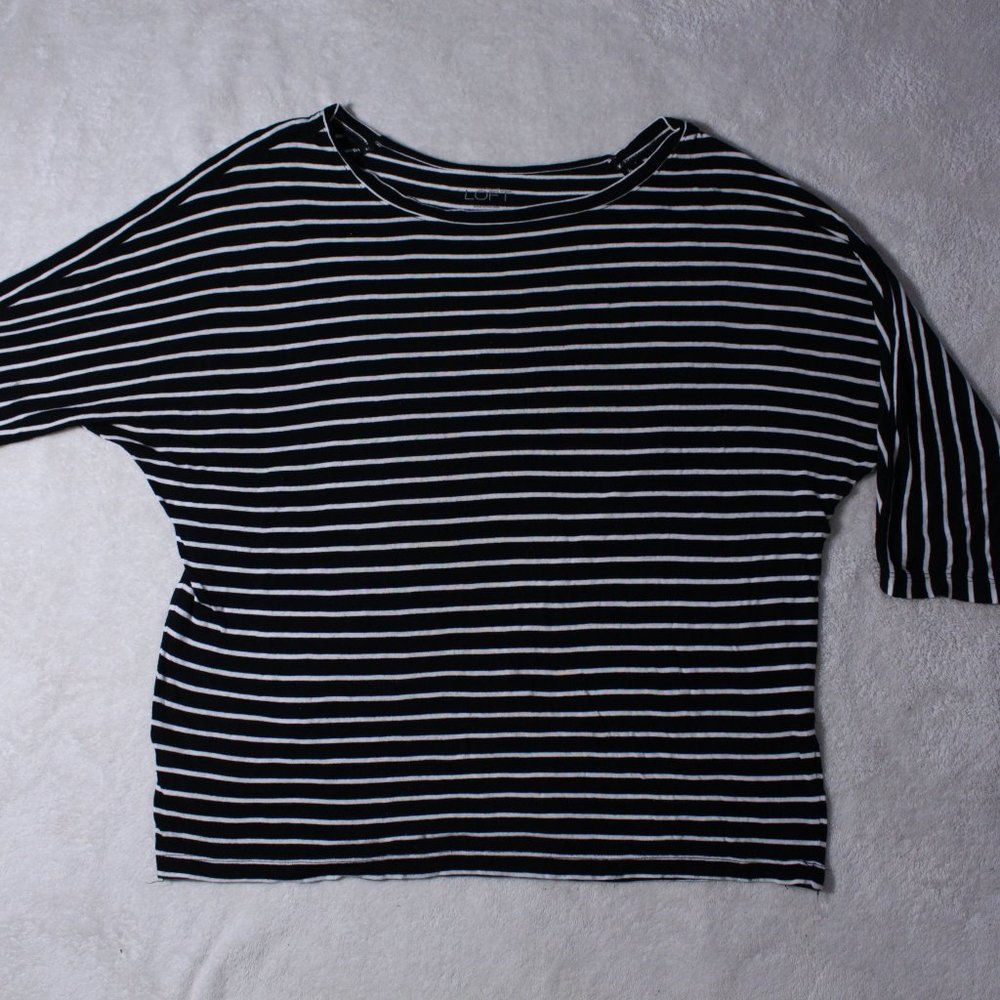 LOFT Black and White Striped Top